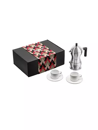 ALESSI | Espressomaschine - Set mit Tassen 3-tlg Alu / Porzellan | 
